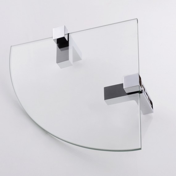 KES BGS3101 Lavatory Bathroom Corner Tempered Glass Shelf 8MM-Thick Wall Mount Triangular, Polished Chrome